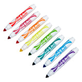 A row of eight Cra-Z-Art Broadline Markers Washable Bold 8 Count in various colors, including red, orange, yellow, green, blue, and purple, arranged diagonally on a white background.