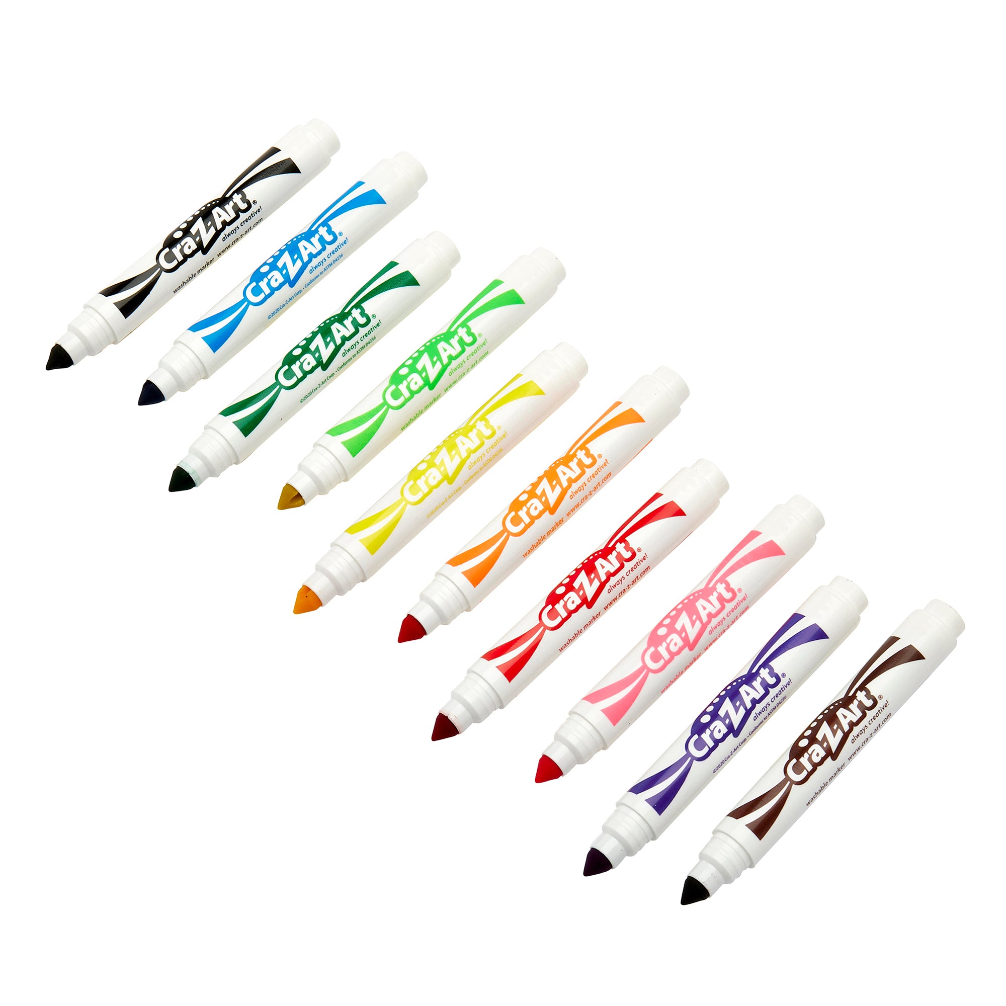 Cra-Z-Art Washable Broadline Markers, Classic Colors, 10 Count