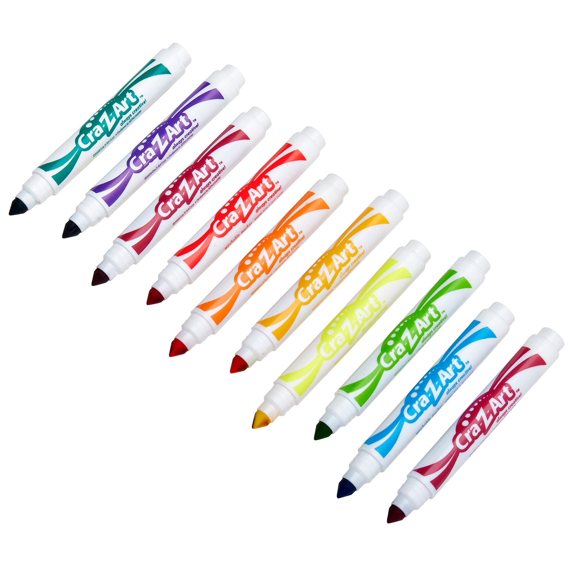 Cra-Z-Art Washable Broadline Markers, 10 Count – Bold Colors, Broad Ti