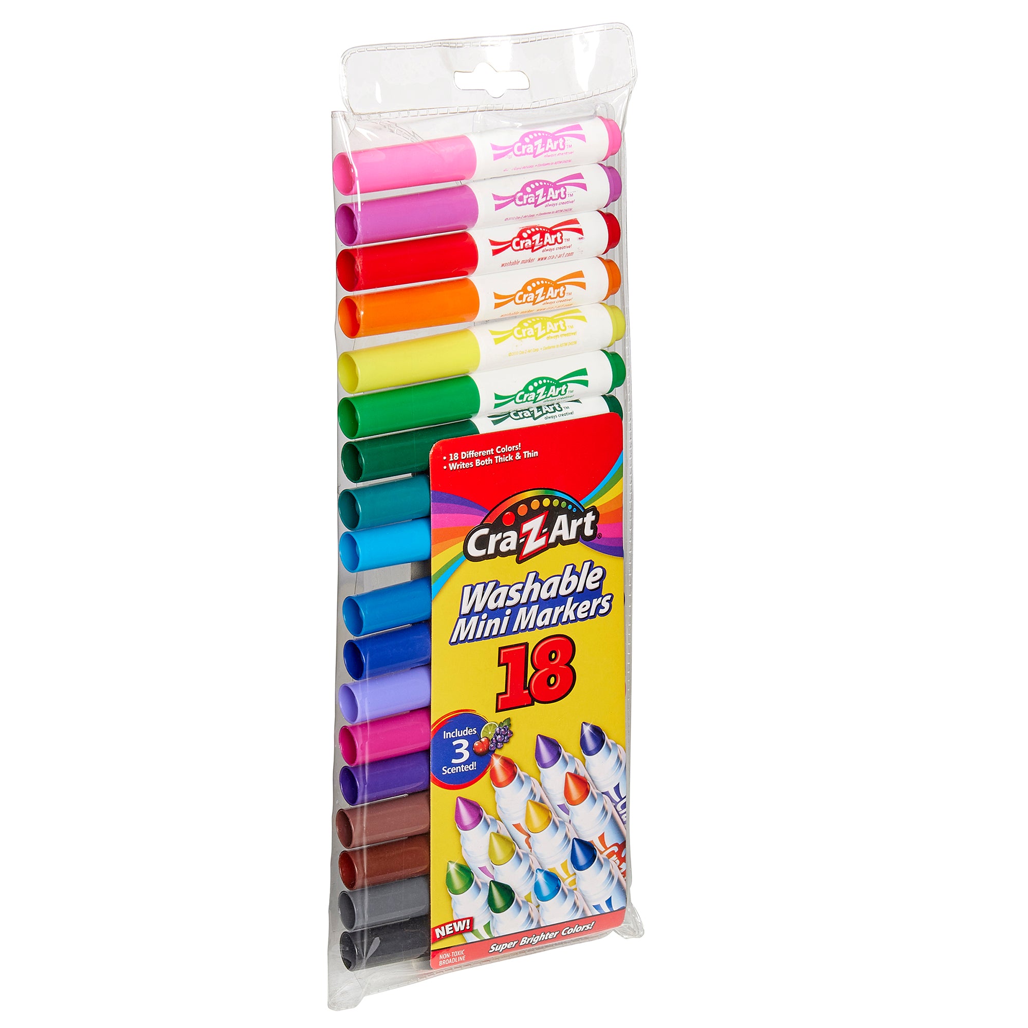 Cra-Z-Art Washable Mini Broadline Markers, 18 Count