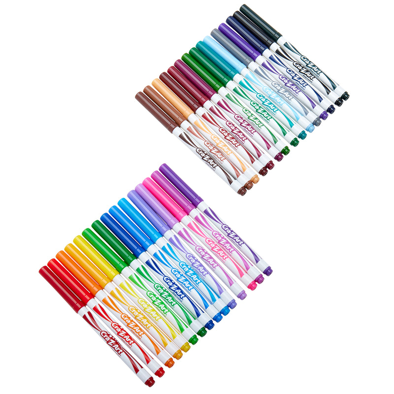 Two sets of Cra-Z-Art Super Tip Markers - Washable 30 Count arranged in rows by color, each set containing 16 markers with colors ranging from red, orange, yellow, green, blue, purple to brown and black.