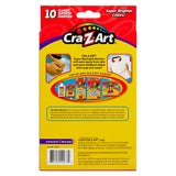 Back view of a Cra-Z-Art Fineline Supertip Washable 10 Count box, showing product information, instructions for best results, and additional product offerings. The top of the box reads "10 Classic SuperTip Markers.