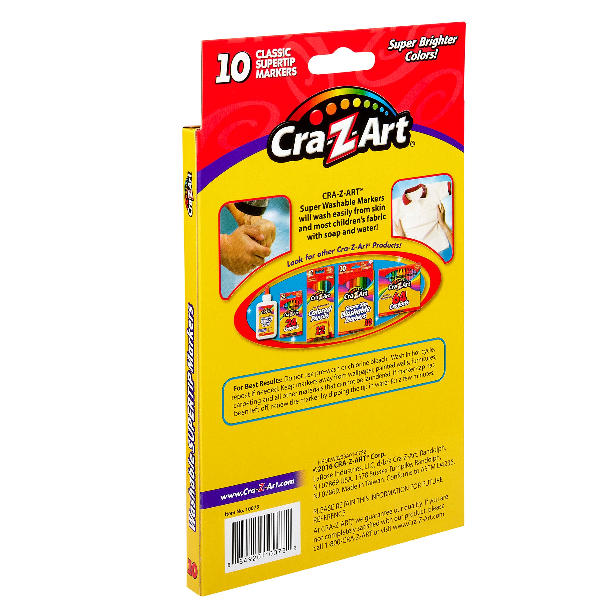 Cra-Z-Art Washable Super Tip Markers, 10 Count – Dual Line Tips, Brigh