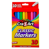 A box of 10 ct. Fineline Washable Markers, containing 10 different colored fine-line markers. The box is yellow with a rainbow design and text indicating "Super Brighter Colors!