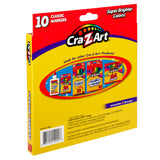 A box of Cra-Z-Art Broadline Markers Washable 10 Count with an illustration of other Cra-Z-Art products on the back. The text on the box highlights "Super Brighter Colors!" and the product barcode is visible at the bottom.