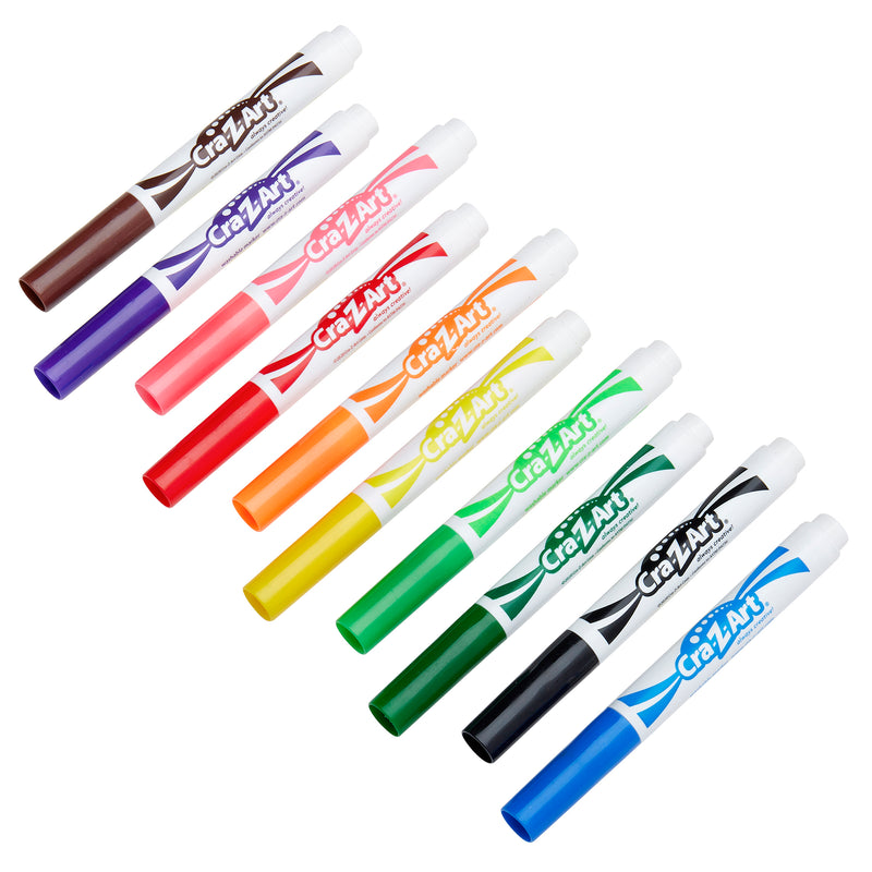 A set of Cra-Z-Art Broadline Markers Washable 10 Count arranged diagonally. The colors include brown, purple, pink, orange, red, yellow, light green, green, dark green, and black. Each marker has the "Cra-Z-Art" logo.