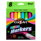 A pack of Cra-Z-Art Broadline Markers - Neon 8 Count. The pack contains eight colors with the label "Super Bright Colors!" and "Non-Toxic Water-Based." The markers are showcased with a bright, colorful design on the packaging.