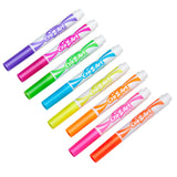 A set of eight colorful Cra-Z-Art Broadline Markers - Neon 8 Count arranged in two rows, featuring purple, green, pink, blue, yellow, orange, fuchsia and red.