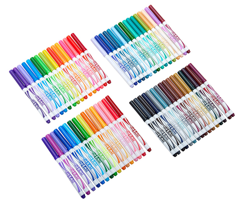 Four sets of Cra-Z-Art Super Tip Marker 64 Count in various colors are neatly arranged in a grid pattern on a white background.