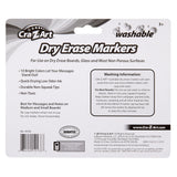 Packaging for Cra-Z-Art Kids Washable Broadline Dry Erase Markers - 10 count - Versatile and Vibrant Learning Tools for Home and Classroom! Highlights include bright colors, low odor ink, and non-toxic, non-squeak tips. Suitable for use on dry erase boards, glass, and most non-porous surfaces.