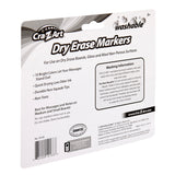 Back of a package of Cra-Z-Art Kids Washable Broadline Dry Erase Markers - 10 count - Versatile and Vibrant Learning Tools for Home and Classroom!, detailing product features such as bright colors, quick drying, non-toxic ink, and usage instructions for best results and washing information.