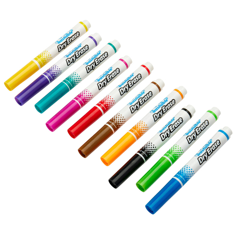 Ten **Cra-Z-Art Kids Washable Broadline Dry Erase Markers - 10 count - Versatile and Vibrant Learning Tools for Home and Classroom!** of various colors are arranged in two rows on a white background.