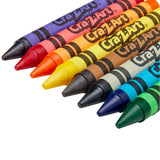 Close-up of eight colorful Cra-Z-Art Jumbo Crayons 8 Count arranged diagonally. The colors from top to bottom include purple, red, orange, yellow, black, brown, blue, and green.