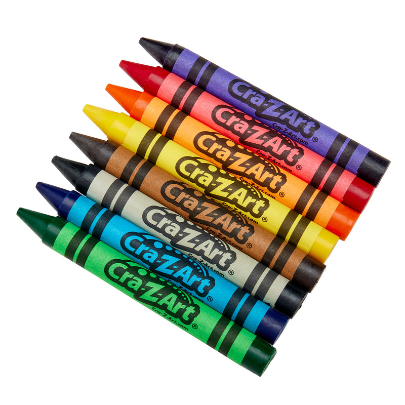A set of eight Cra-Z-Art Jumbo Crayons 8 Count in assorted colors, arranged diagonally in an overlapping pattern on a white background.