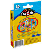 Back packaging of Cra-Z-Art Jumbo Crayons 16 Count Washable, showing various other Cra-Z-Art products and product details in multi-colored text on a yellow background.
