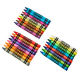 A set of colorful 24 ct. Washable Crayons arranged in four groups, each containing crayons in various hues.