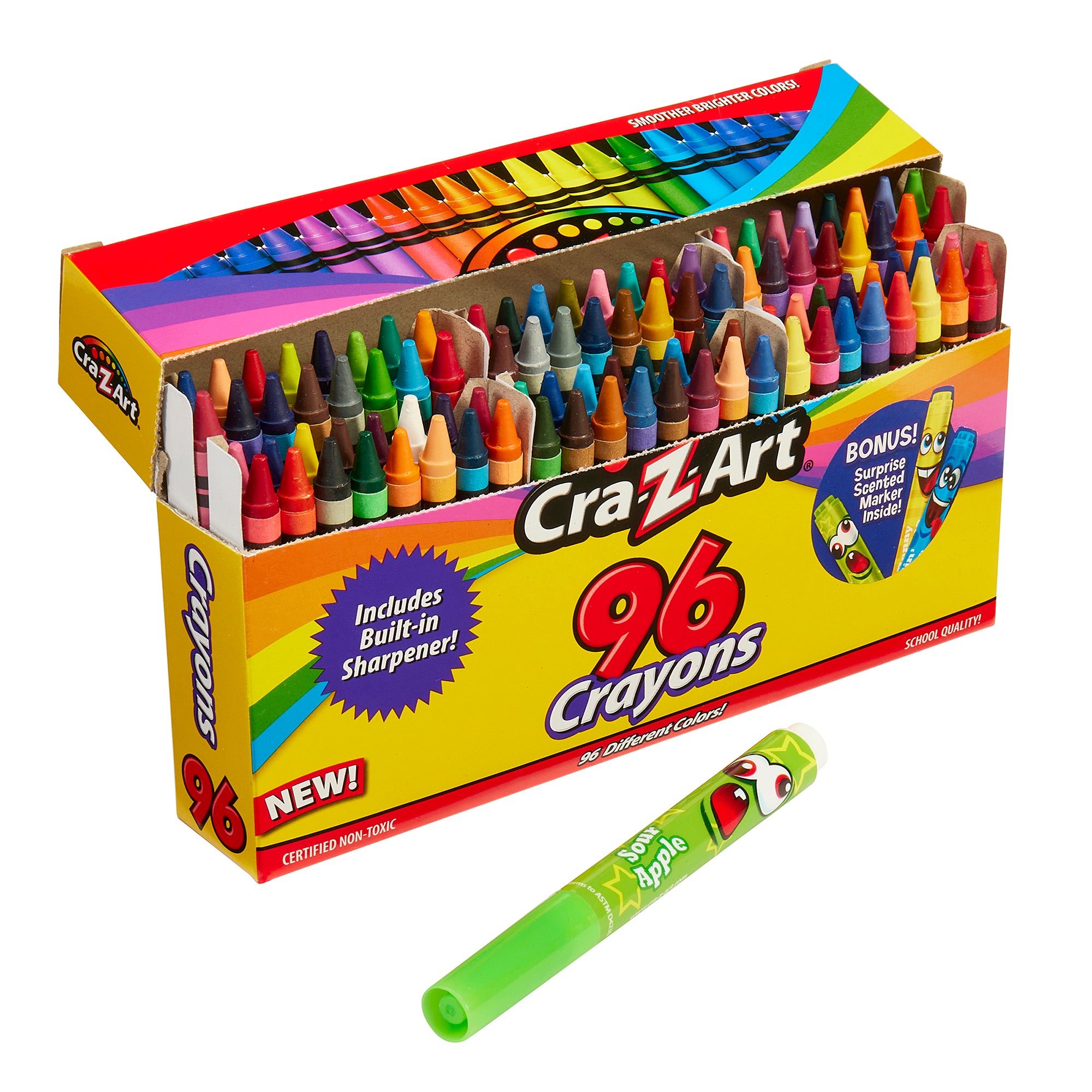 Cra-Z-Art Crayons – 96 Count School Quality Set with Built-In Sharpene
