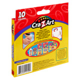 Red 10 ct. Triangular Crayons box, showing back side with product description, usage instructions, and images of other Cra-Z-Art products. Box contains 10 colors.