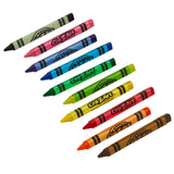 A set of ten 10 ct. Triangular Crayons in various colors: black, pink, purple, blue, light blue, green, yellow-green, yellow, orange, and brown, arranged in a diagonal pattern.