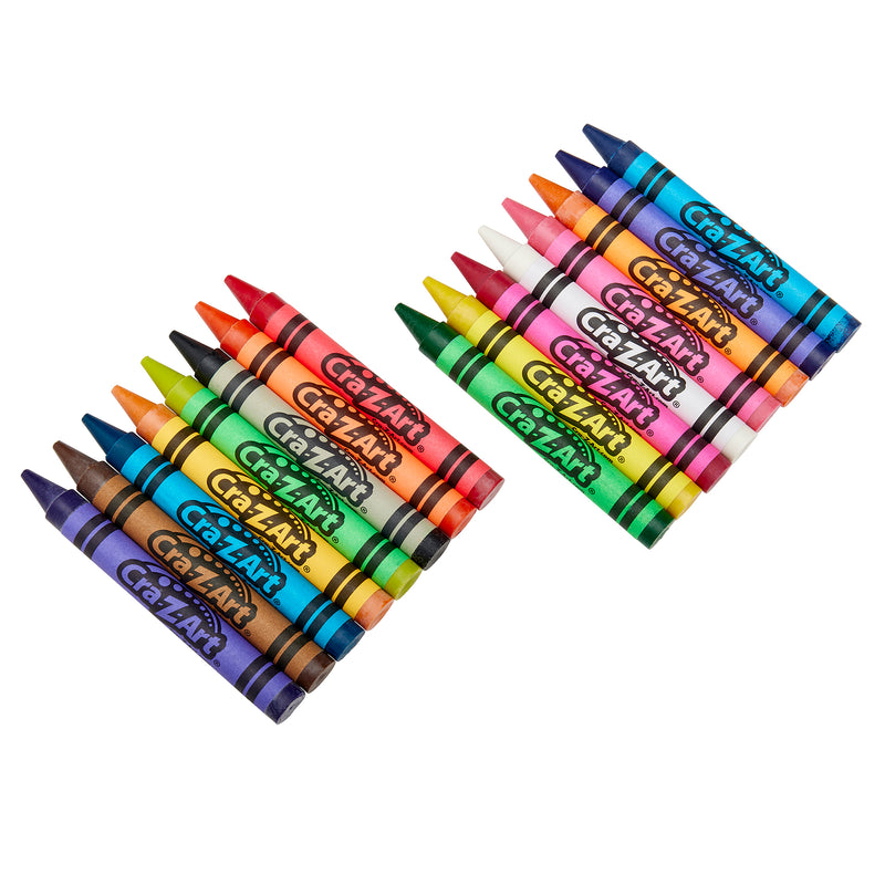 Two sets of colorful Cra-Z-Art Washable Crayons Super Jumbo 16 Count, each containing twelve crayons with different colors, arranged in two slightly overlapping rows. The crayons are labeled "Cra-Z-Art.