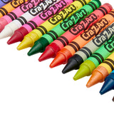 A row of colorful Cra-Z-Art Washable Crayons Super Jumbo 16 Count arranged diagonally, including colors like black, red, green, blue, yellow, orange, white, brown, and pink.