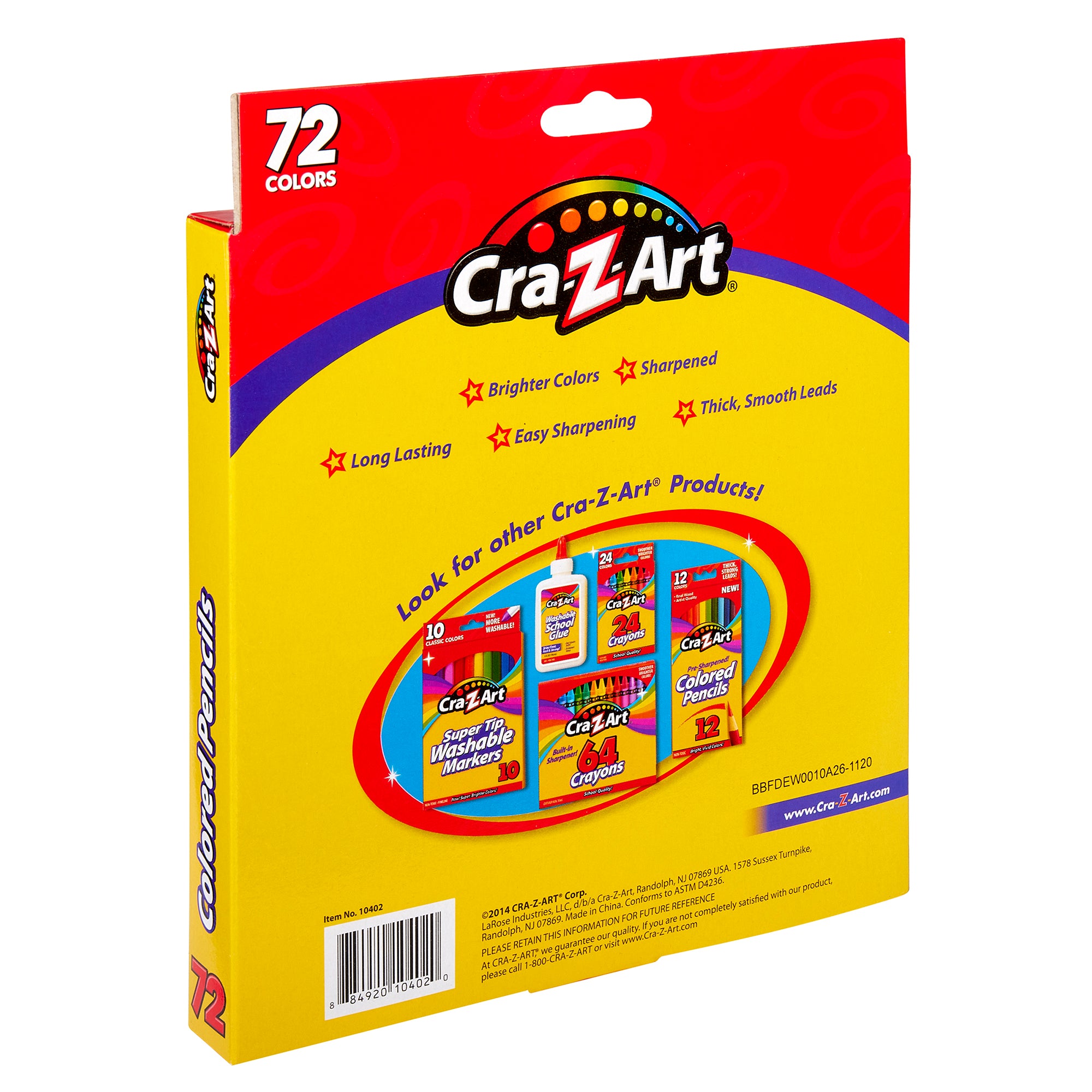 カラー剤72点セット Cra-Z-Art Colored Pencils – 72 Count Pre-Sharpened Set, Bright Colors,