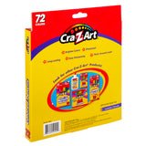 A box containing Cra-Z-Art 72 Count Colored Pencils with features listed, including bright colors, sharpened tips, long-lasting use, easy sharpening, and thick smooth leads. There are images of other products.
