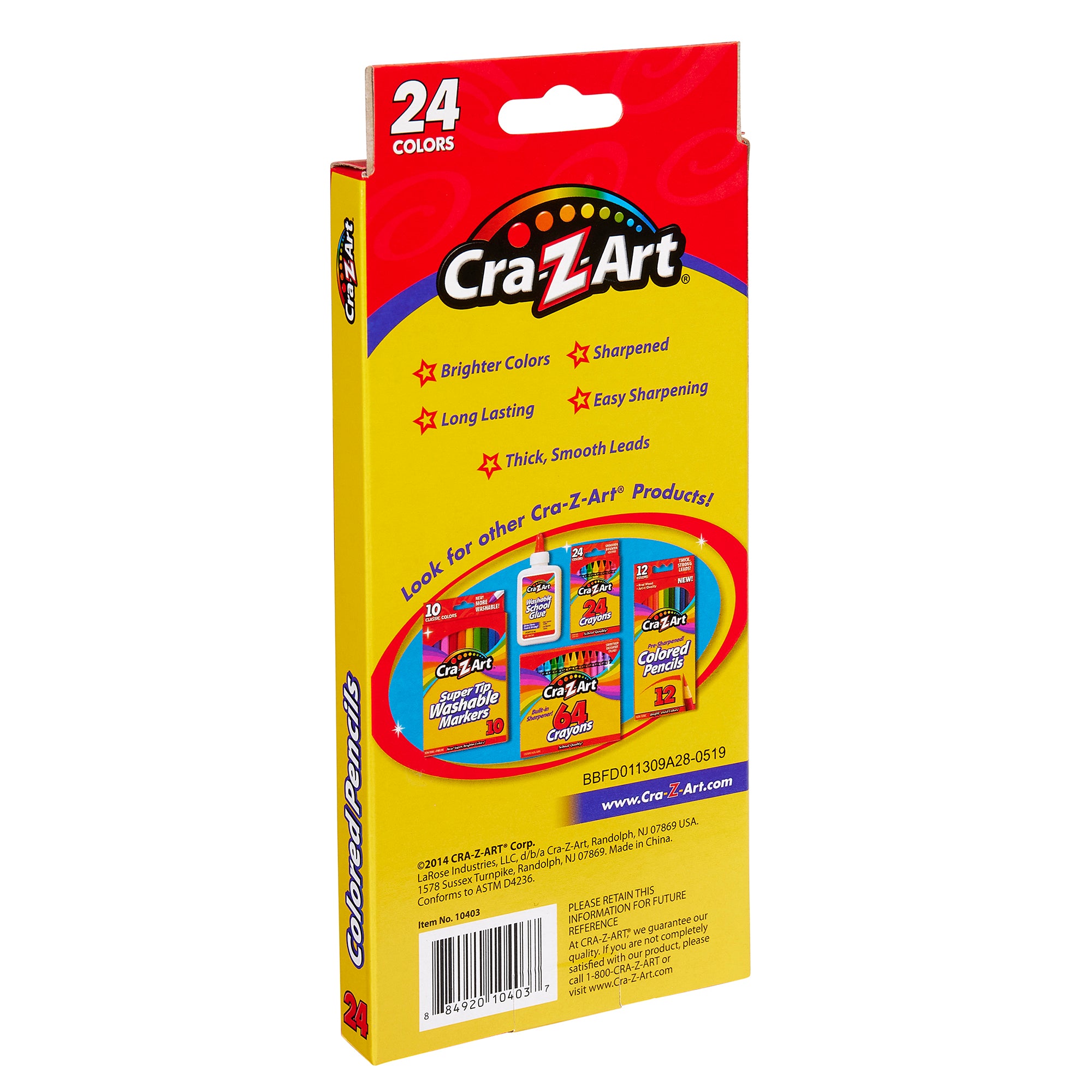 Cra-Z-Art Colored Pencils – 24 Count Pre-Sharpened Set, Real Wood, Bri