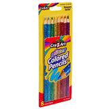 A pack of 8 ct. Glitter Colored Pencils, Carded in various colors, packaged in a yellow and red cardboard box.