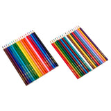 Two sets of Timeless Creations 36 Count Colored Pencils arranged in parallel lines. Each set contains 24 pencils with a variety of colors including reds, blues, greens, yellows, and purples.
