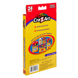 Back view of a Cra-Z-Art Twist Up Colored Pencils 24 Count box, highlighting features like "No More Broken Tips!" and "No Sharpening Needed." The package shows additional Cra-Z-Art products and has a barcode at the bottom.