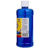A blue plastic bottle with a white cap, displaying a label that includes washing instructions and other product information for Cra-Z-Art Blue Paint 16 oz - Bold, Vibrant, and Easy to Apply for Creative Projects! Safe for Kids 3+.