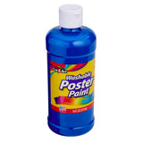 A 16 fl oz (473 ml) bottle of Cra-Z-Art Blue Paint 16 oz - Bold, Vibrant, and Easy to Apply for Creative Projects! Safe for Kids 3+ with a screw-on white cap.