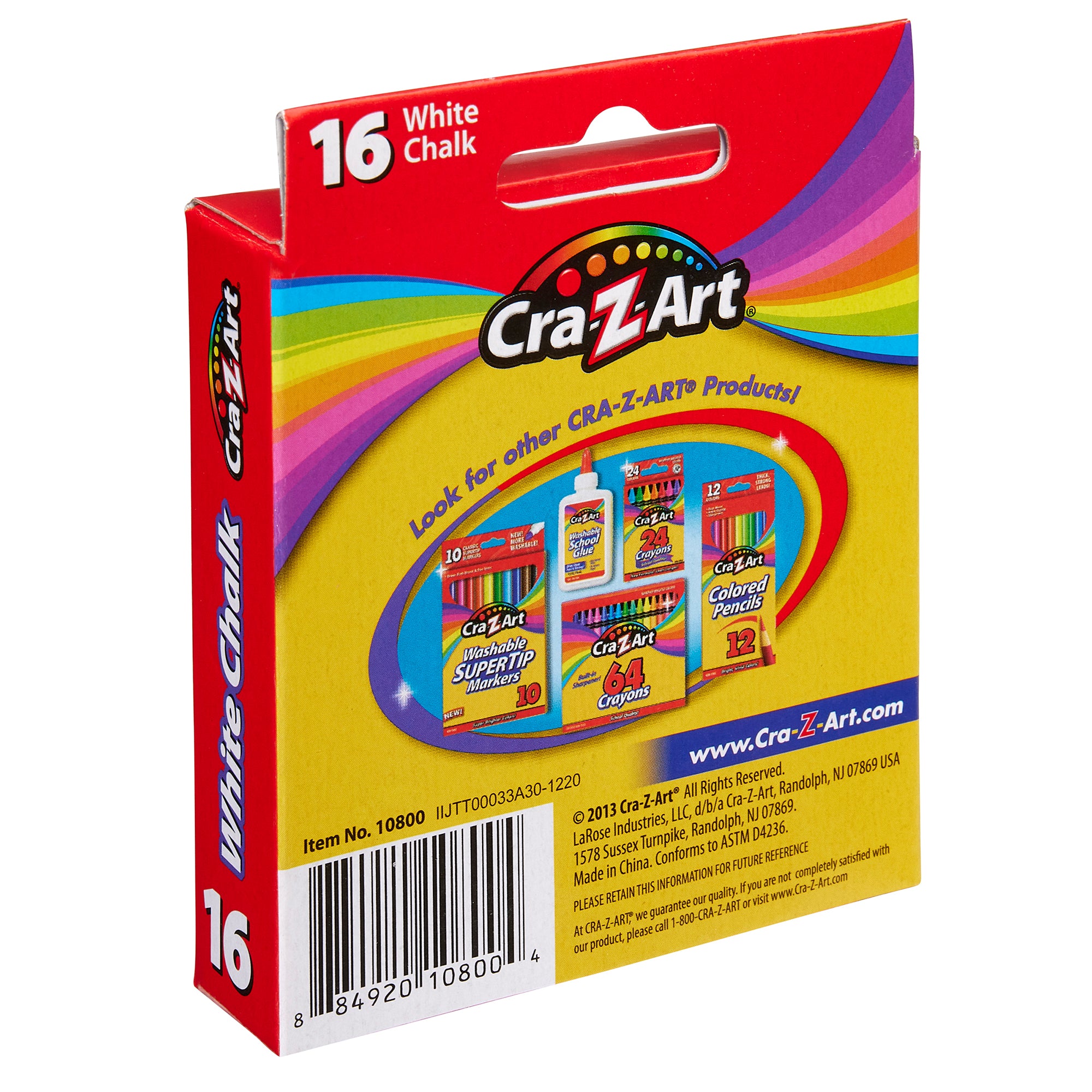 16 ct. White Chalk, peggable box – Cra-Z-Art