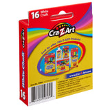 Back view of a 16 ct. White Chalk, peggable box with colorful packaging and images of other products. The product information, barcode, and company details are visible at the bottom.