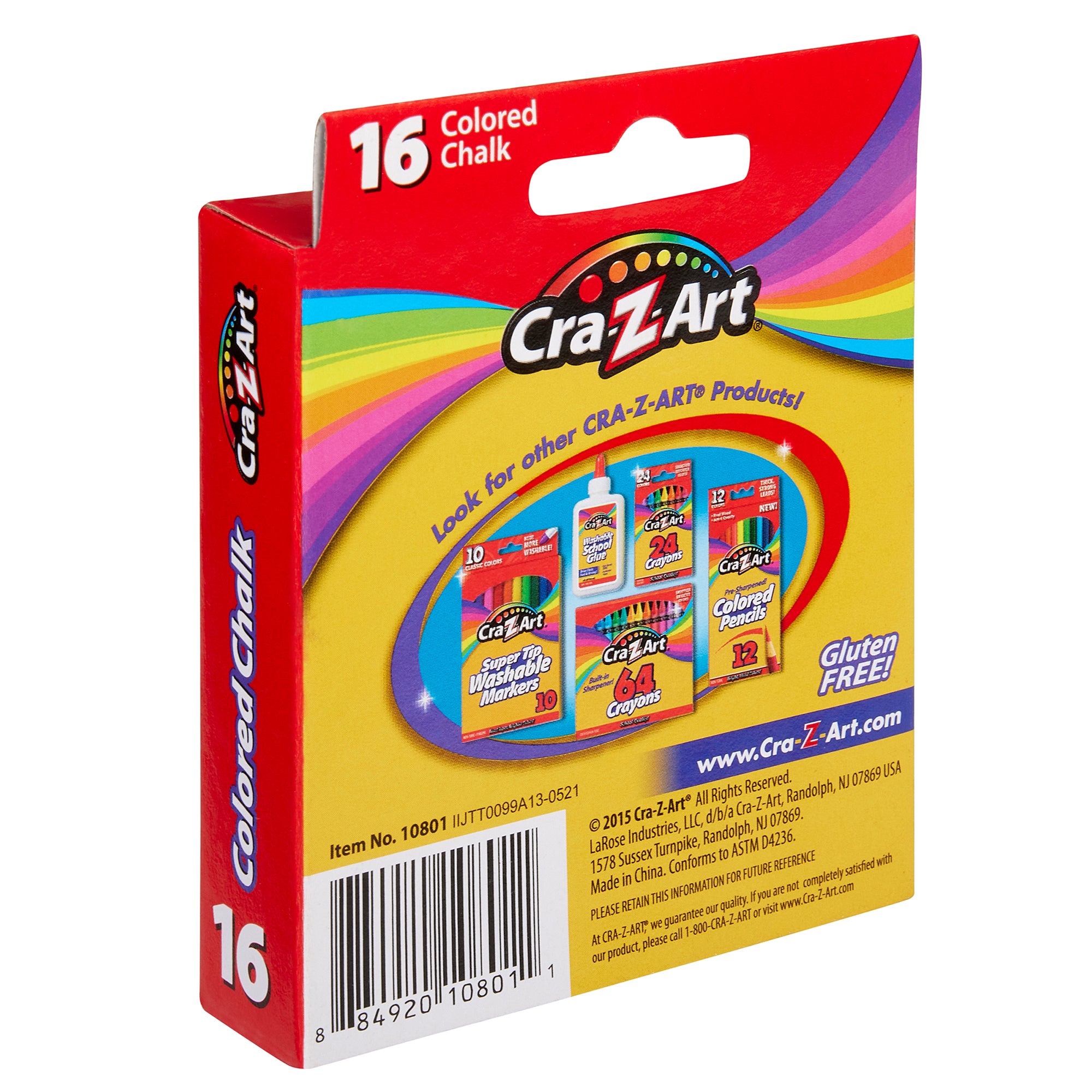 Cra-Z-Art Colored Chalk, 16 Count, Washable Sidewalk Chalk, Assorted C
