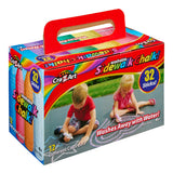A box of Cra-Z-Art 32-piece Washable Sidewalk Chalk: Portable Box, Endless Outdoor Creativity for Kids featuring 32 sticks in 12 different colors, with a plastic handle.
