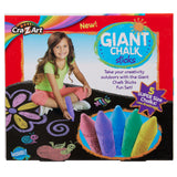 Box of Cra-Z-Art Super Jumbo Chalk Sticks 5 Count featuring a smiling child drawing on pavement with colorful chalks. The set includes five large, washable chalks in different colors and promotes outdoor creativity.