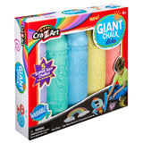 A package of Cra-Z-Art Super Jumbo Chalk Sticks 5 Count featuring five large, colorful chalks. The box shows playful illustrations and a child drawing with chalk. The product is labeled washable and non-toxic.