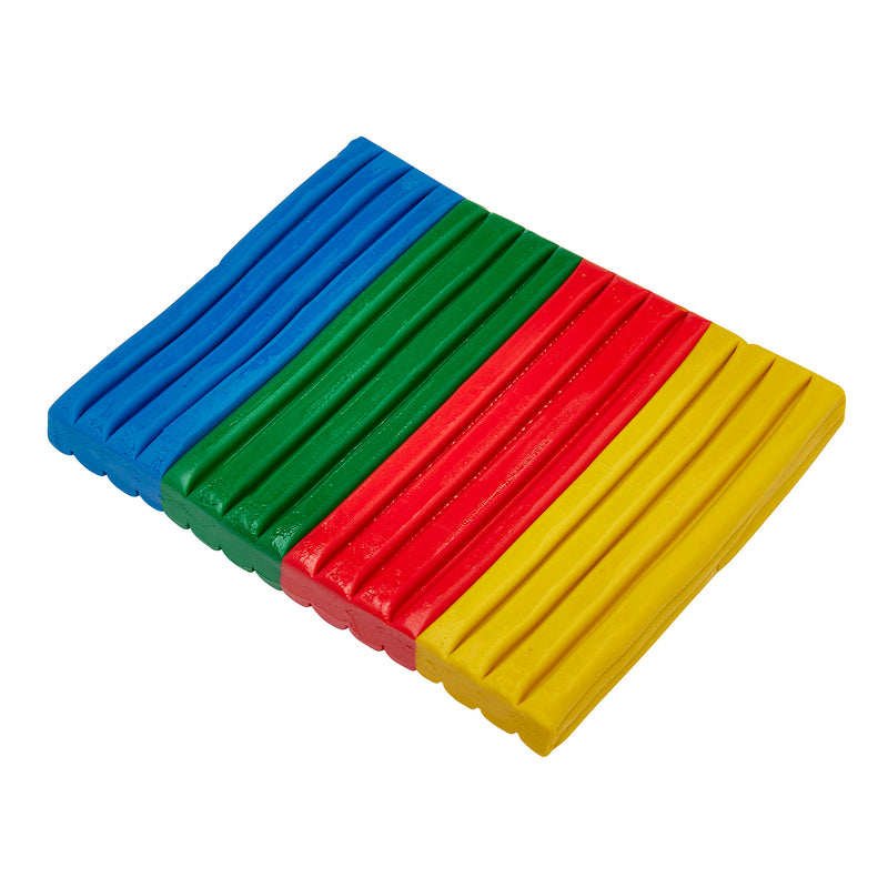 Blocks of 4 Color Modeling Clay, 4 pieces per 4 Color, 16 pieces Total arranged in blue, green, red, and yellow, each color separated into individual strips.
