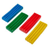 Four rectangular pieces of 4 Color Modeling Clay, 4 pieces per 4 Color, 16 pieces Total in blue, green, red, and yellow are arranged in a row against a white background.