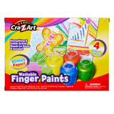 The Cra-Z-Art Washable Finger Paints: Unleash Creativity with 4 Colors, Sponges, and Paper for Kids 3+, including sponges, paper, a brush, and a spatula, suitable for children aged 3 and up. Warning: Choking hazard.