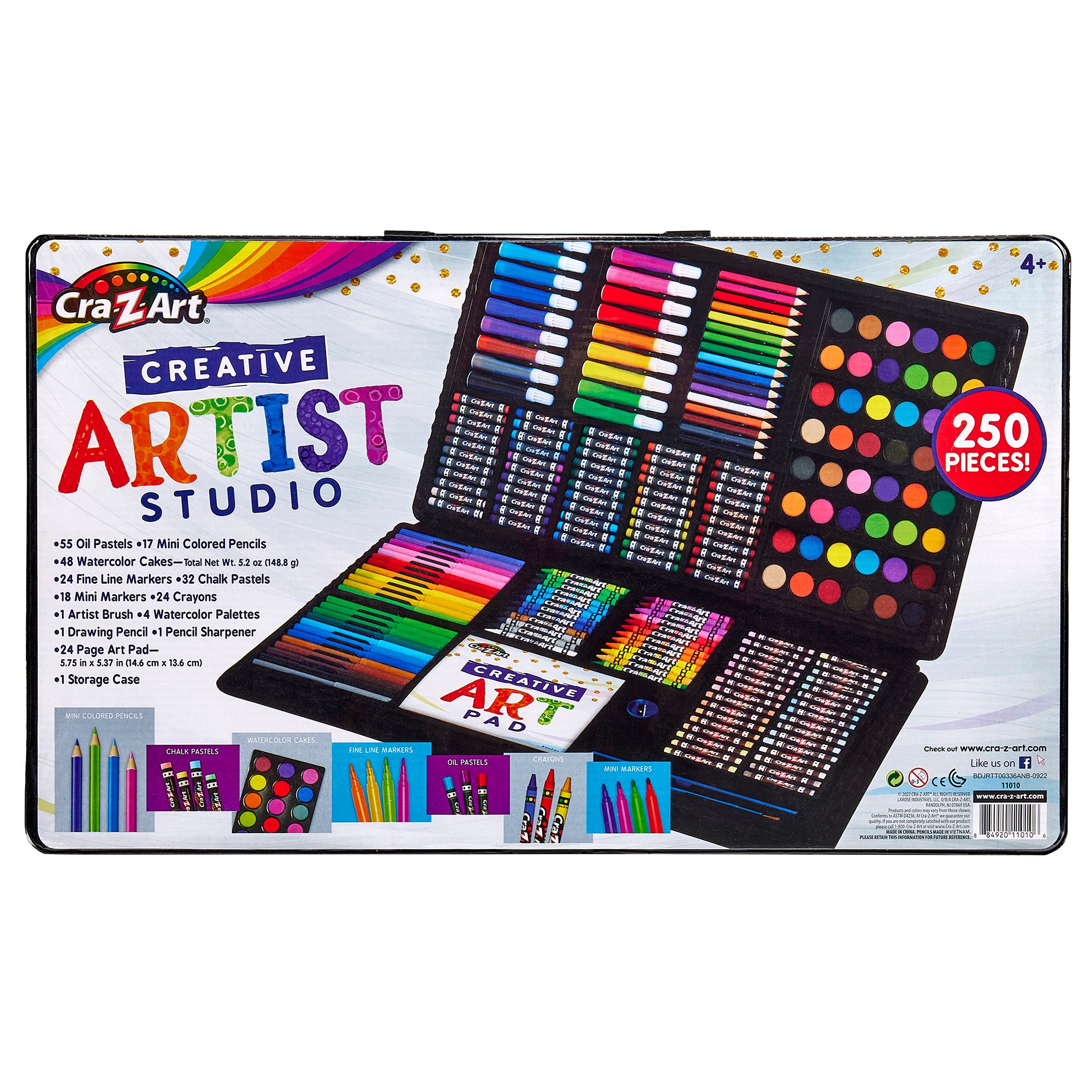 Cra-Z-Art Creative Artist Studio Art Set, 250 Pieces, All-in-One Drawi