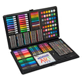An open Cra-Z-Art Creative Art Studio, 250 Piece mega art set! with various colored markers, crayons, oil pastels, colored pencils, watercolors, a sketch pad, and other assorted art supplies.