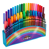 A colorful set of Cra-Z-Art Amazing Art Case 83 pieces is arranged in a graduated rainbow order in a curved holder.