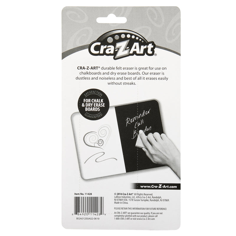 Effaceur en feutre Cra-Z-Art : précision sans effort et silencieuse pour tableaux blancs et noirs, un outil polyvalent !