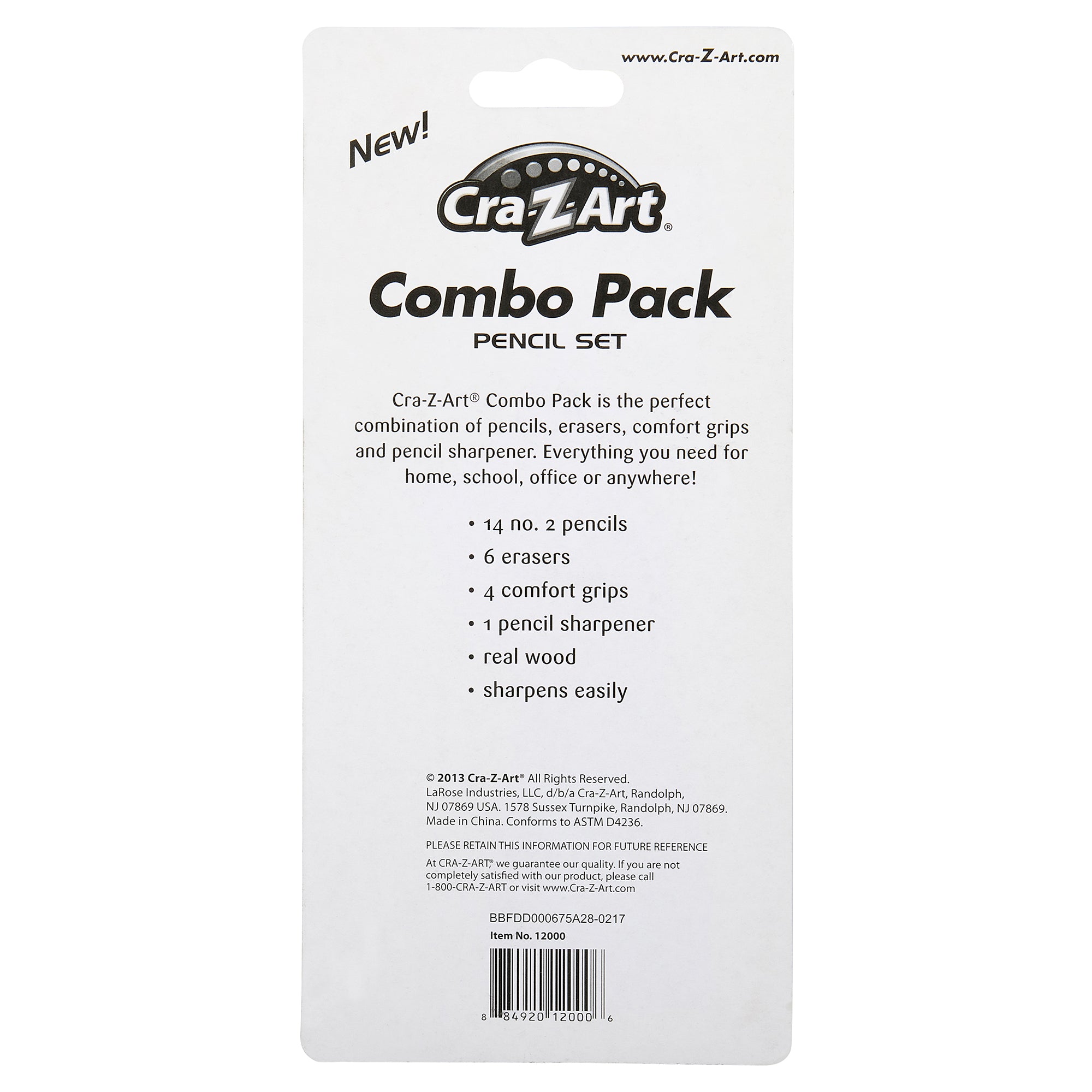 Cra-Z-Art No. 2 Pencil Combo Pack – 25 Piece Set with Erasers, Grips &