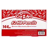 Front packaging of Cra-Z-Art #2 Pencils Dispenser Box 144 Count, highlighting features such as real wood, easy sharpening, and latex-free erasers. The package contains 144 pencils.