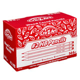 Red and white box of Cra-Z-Art #2 Pencils Dispenser Box 144 Count, contains 144 pre-sharpened pencils with latex-free erasers.