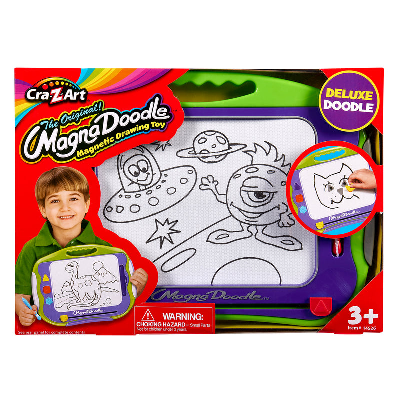 Packaged Original Magna Doodle drawing toy for children aged 3 and up, featuring a magnetic doodle board and various sketches on the display.